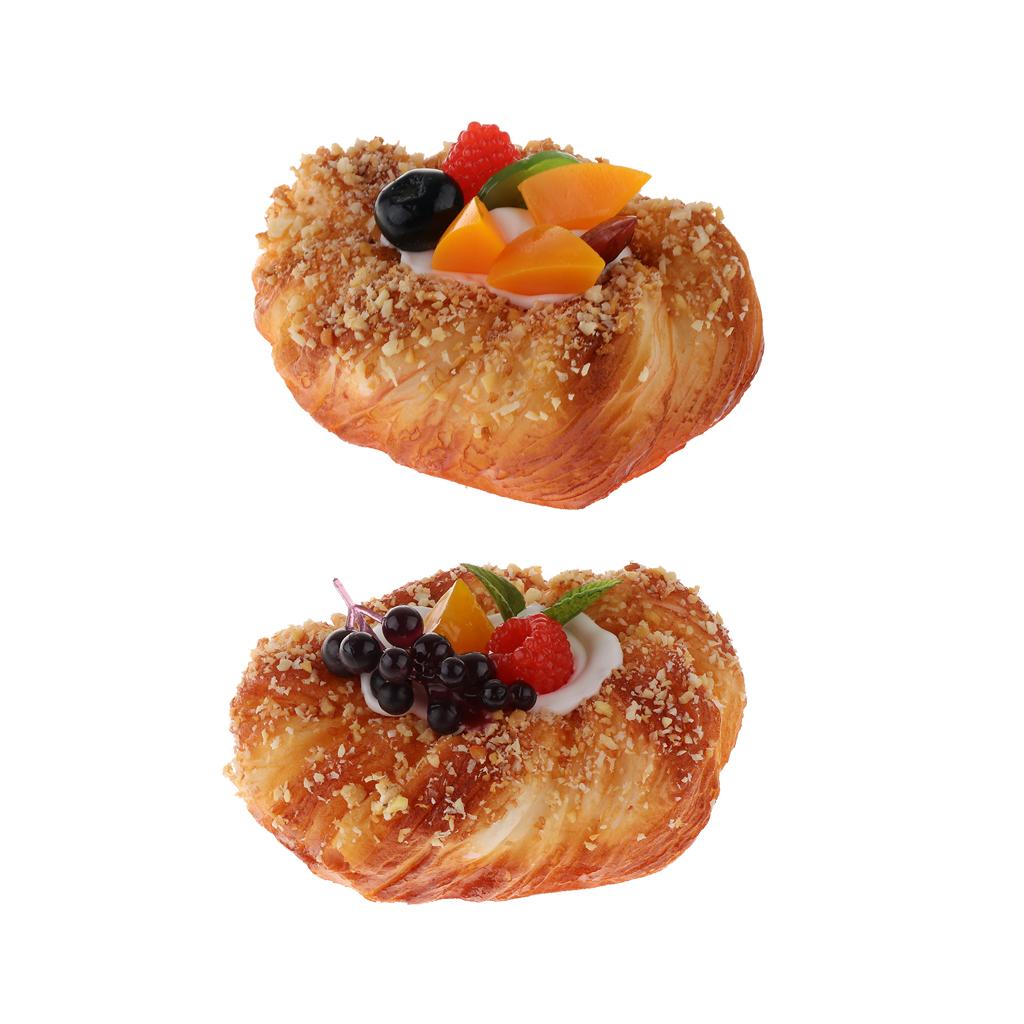 2 Styles Artificial Fruit Bread Cake Simulation Realistic Food Dessert