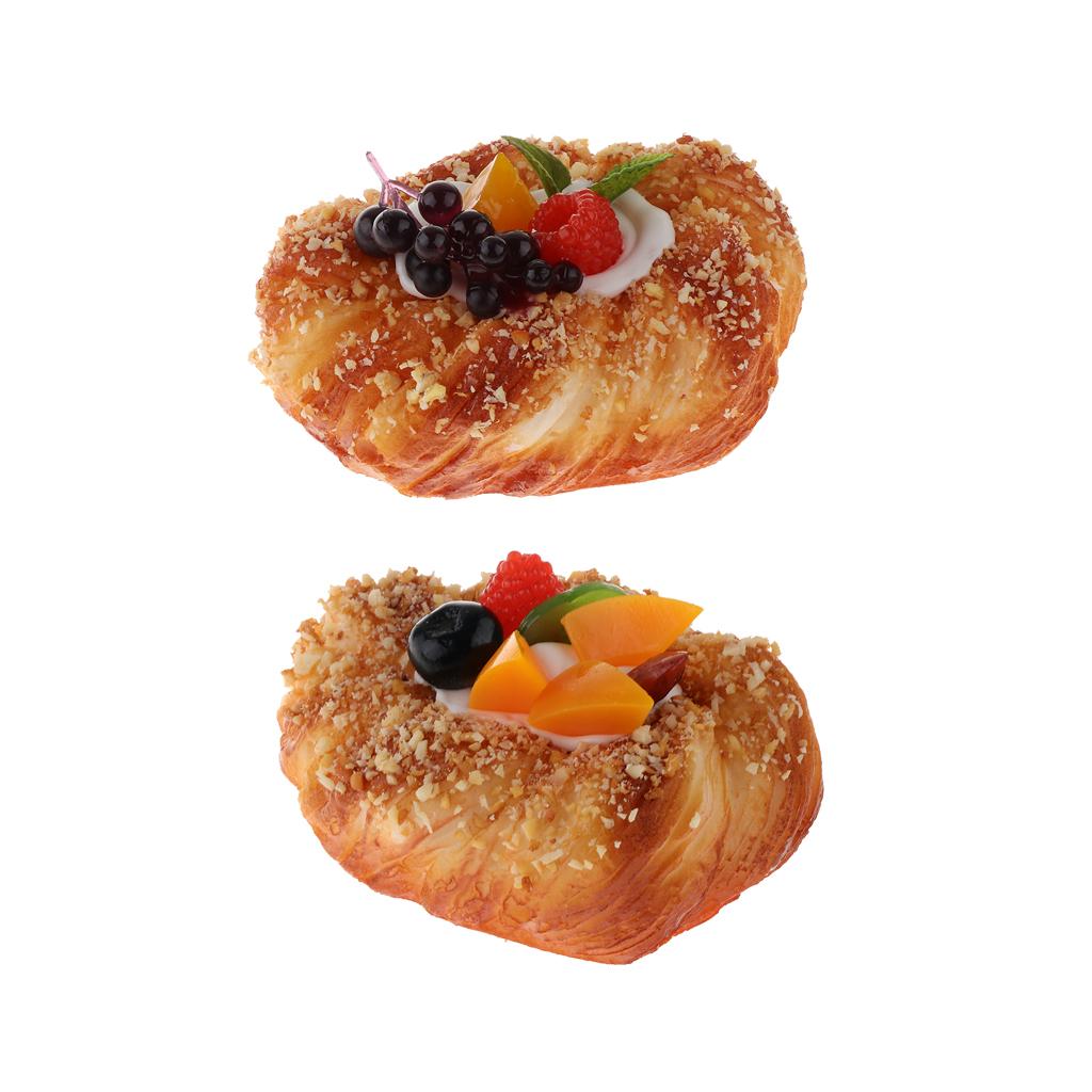 2 Styles Artificial Fruit Bread Cake Simulation Realistic Food Dessert