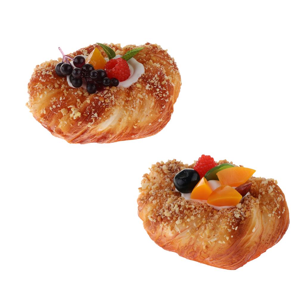 2 Styles Artificial Fruit Bread Cake Simulation Realistic Food Dessert