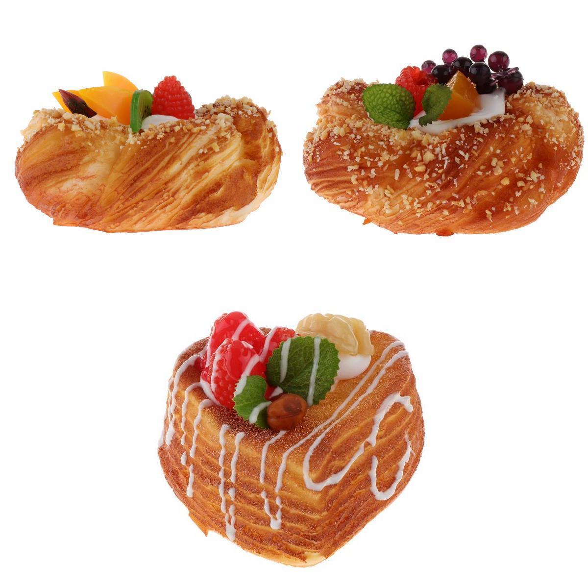3 Styles Artificial Fruit Bread Cake Simulation Realistic Food Dessert
