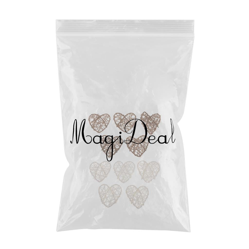10 Pieces Rattan Wicker Ball Photo Props Heart Shaped for Home DIY Trinkets
