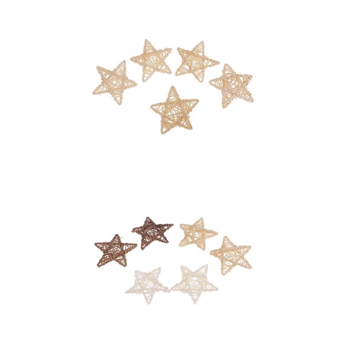 10 Pieces Natural Rattan Wicker Star Ball Photo Props Home Ornaments 7cm