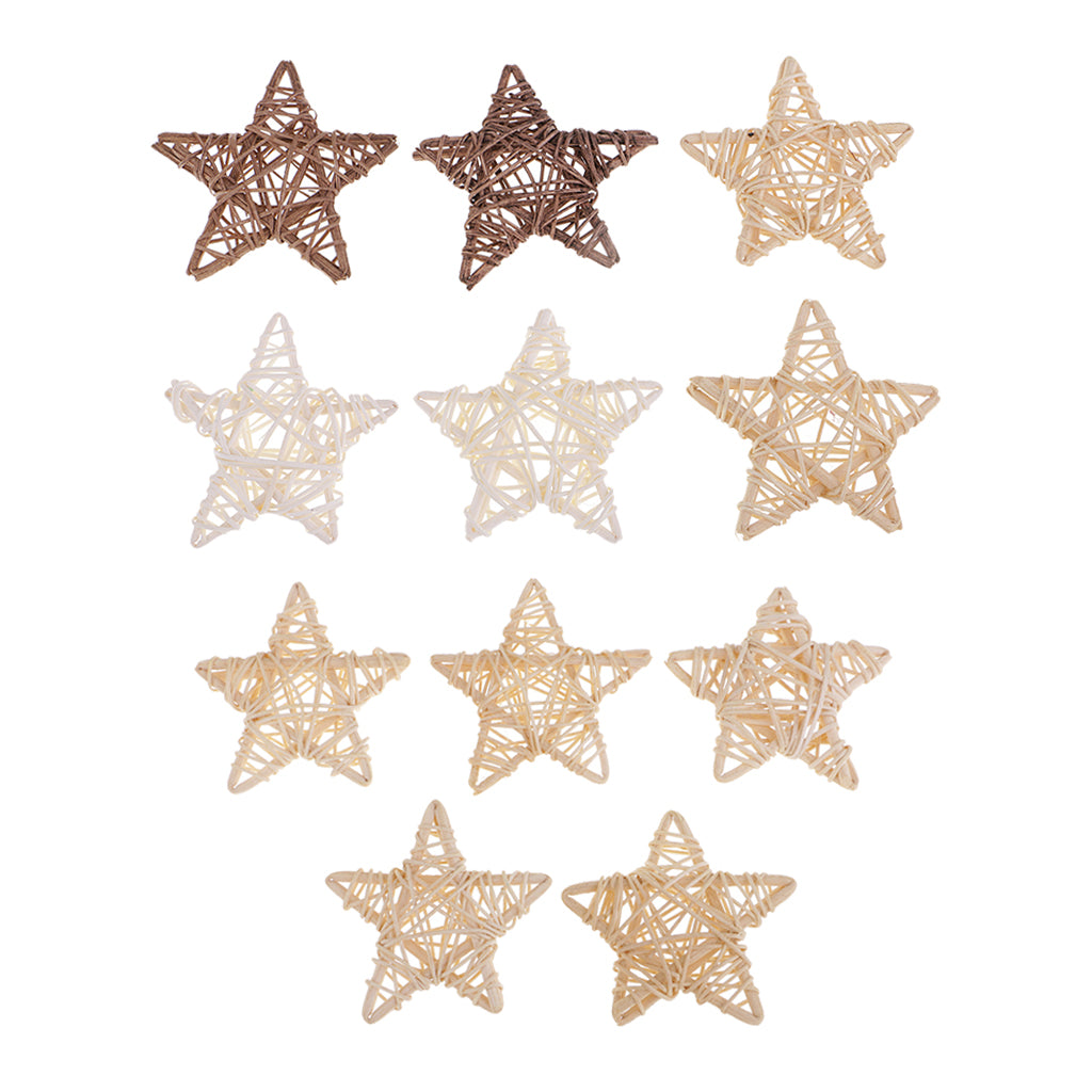 10 Pieces Natural Rattan Wicker Star Ball Photo Props Home Ornaments 7cm
