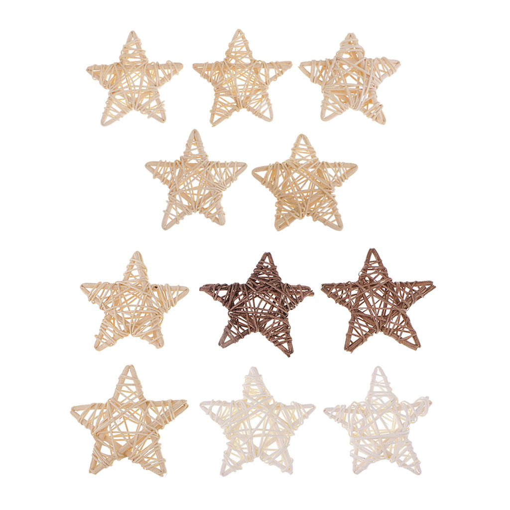 10 Pieces Natural Rattan Wicker Star Ball Photo Props Home Ornaments 7cm