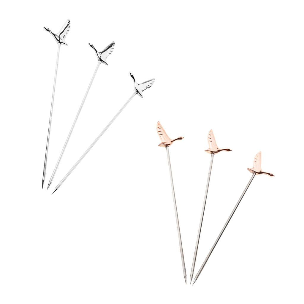 6PCS Stainless Steel Cocktail Picks Martini Fruit Stick for Party