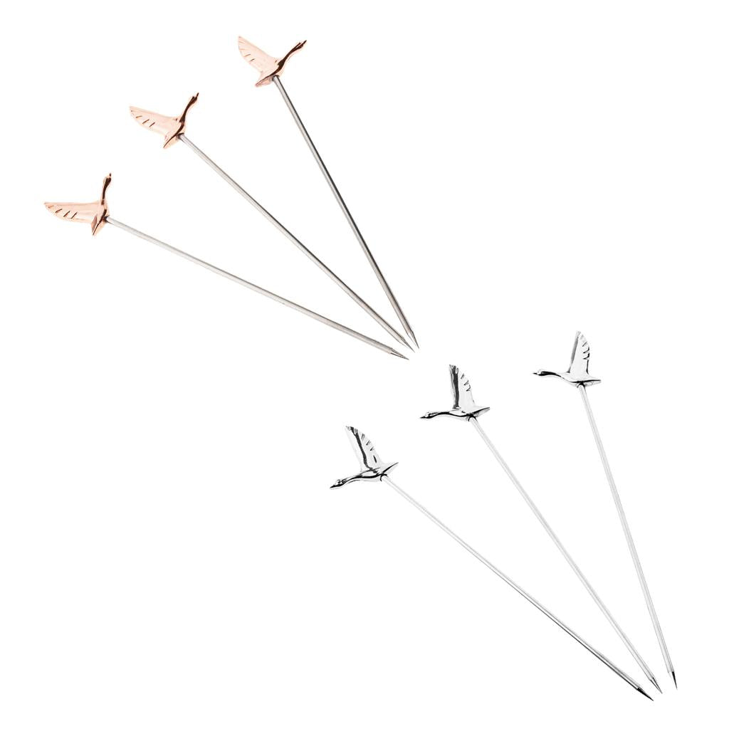 6PCS Stainless Steel Cocktail Picks Martini Fruit Stick for Party