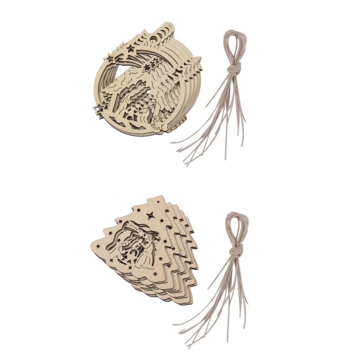 20pcs the Birth of Jesus Wooden Tag Embellishment with Strings