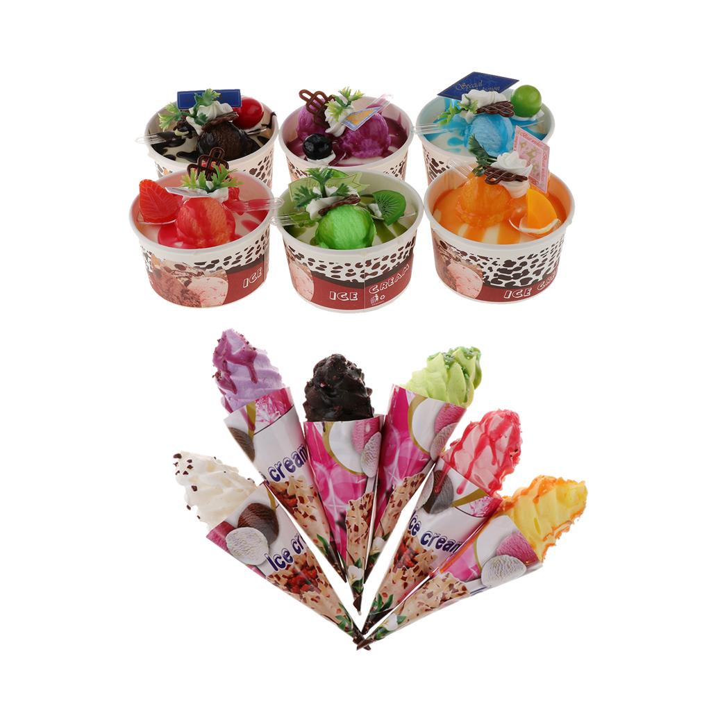 2Set of 12Pcs Artificial Ice Cream Simulation Realistic Food Dessert