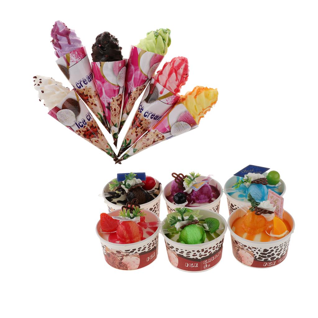 2Set of 12Pcs Artificial Ice Cream Simulation Realistic Food Dessert