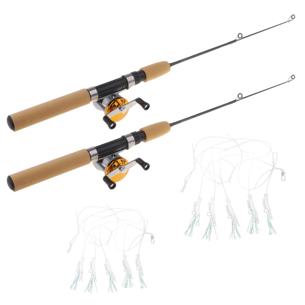 2pcs Mini Ice Fishing Rod Telescopic Casting Rod and Reel Combo L