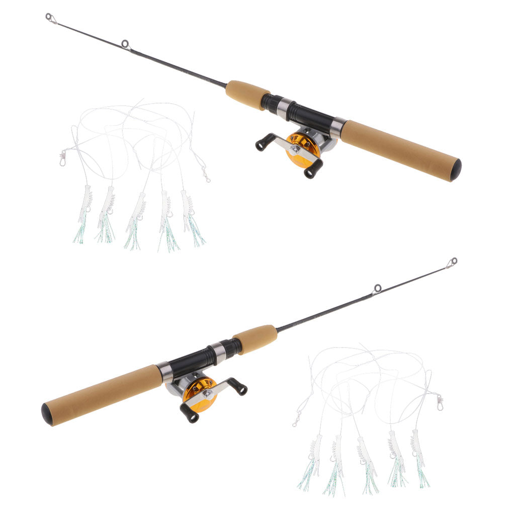 2pcs Mini Ice Fishing Rod Telescopic Casting Rod and Reel Combo M