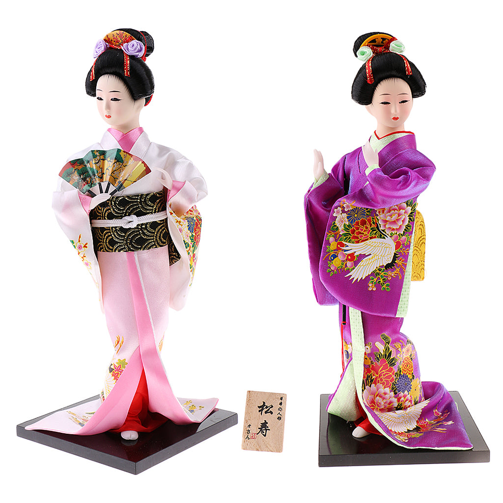 2 Pieces Japanese Geisha Kimono Doll Ornaments Crafts Home Decoration