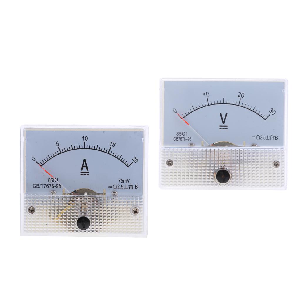 2Pcs DC Ammeter Analog Panel Meter Amp Meter Current Gauge Pointer