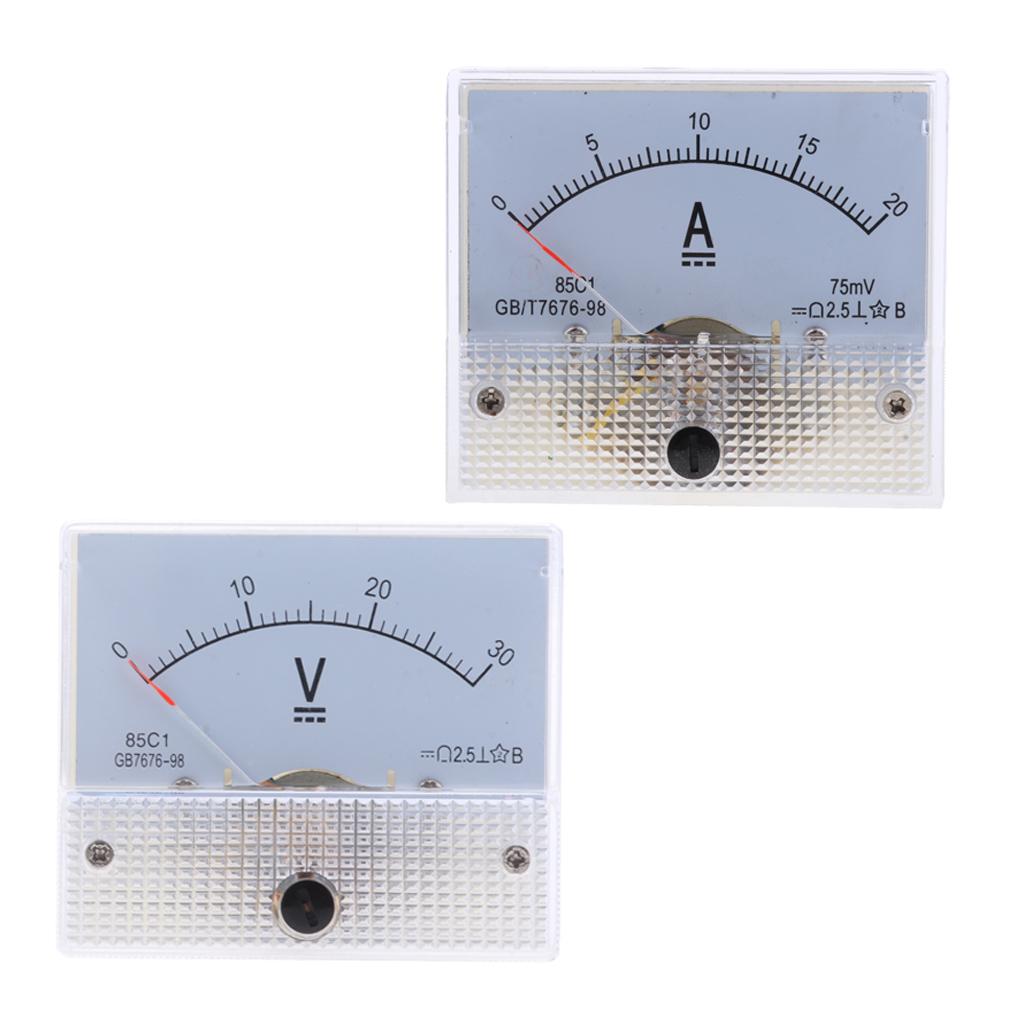 2Pcs DC Ammeter Analog Panel Meter Amp Meter Current Gauge Pointer