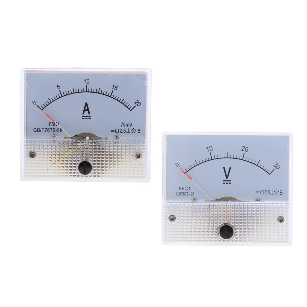 2Pcs DC Ammeter Analog Panel Meter Amp Meter Current Gauge Pointer