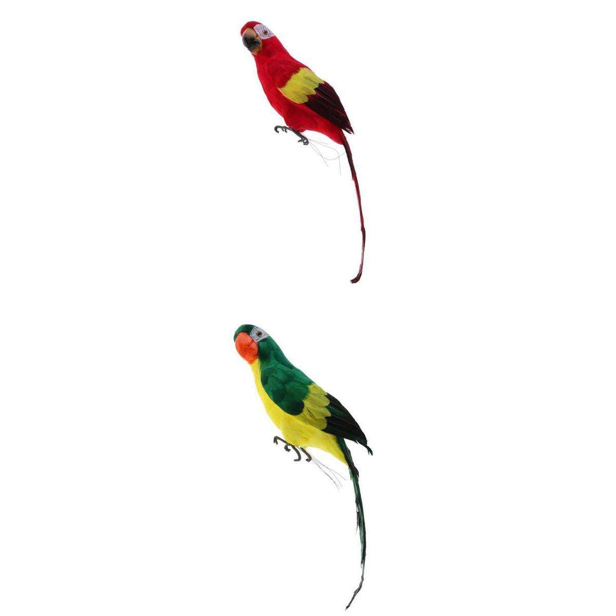 2pcs Realistic Large Artificial Parrot Bird Statue Home Garden Decor Gifts