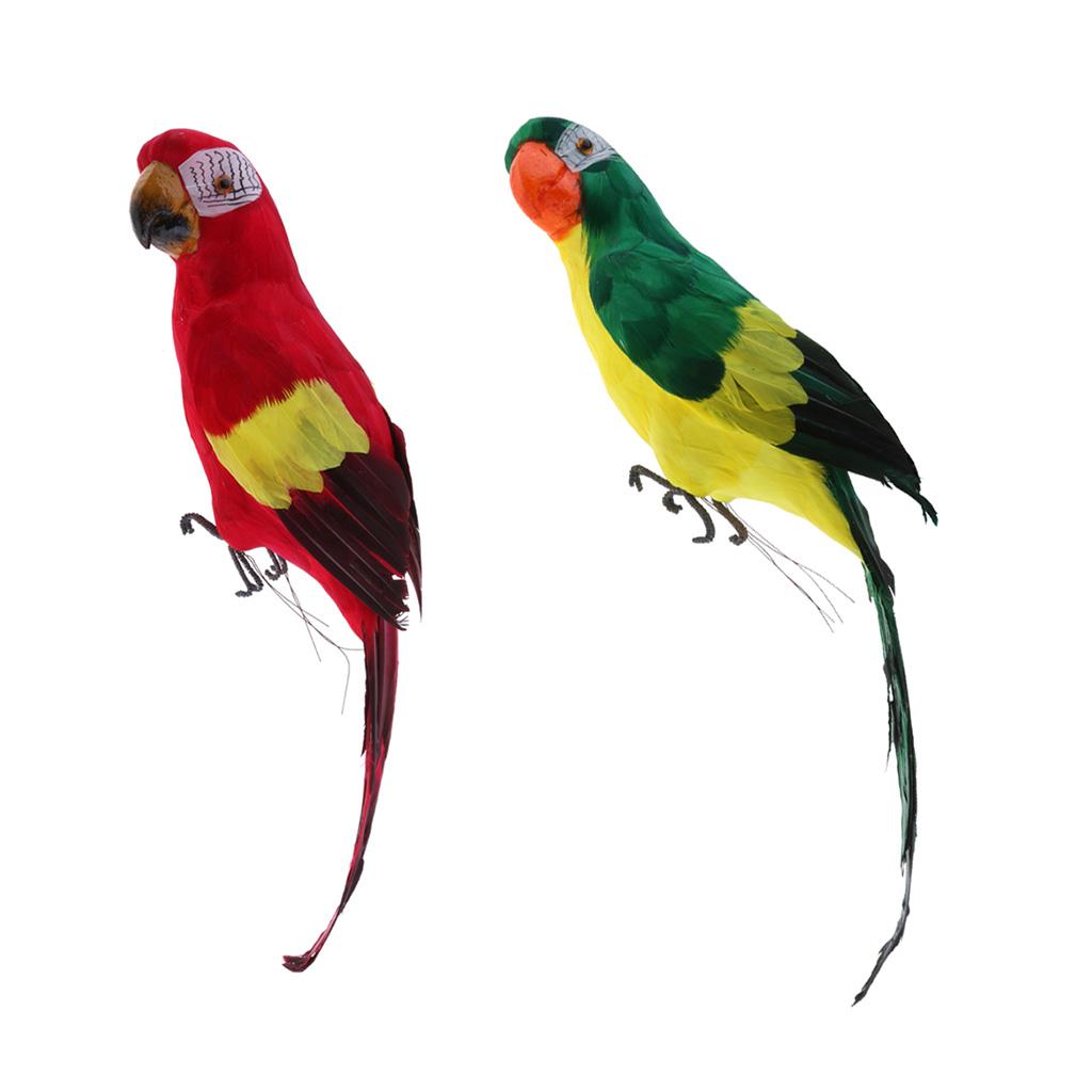 2pcs Realistic Large Artificial Parrot Bird Statue Home Garden Decor Gifts