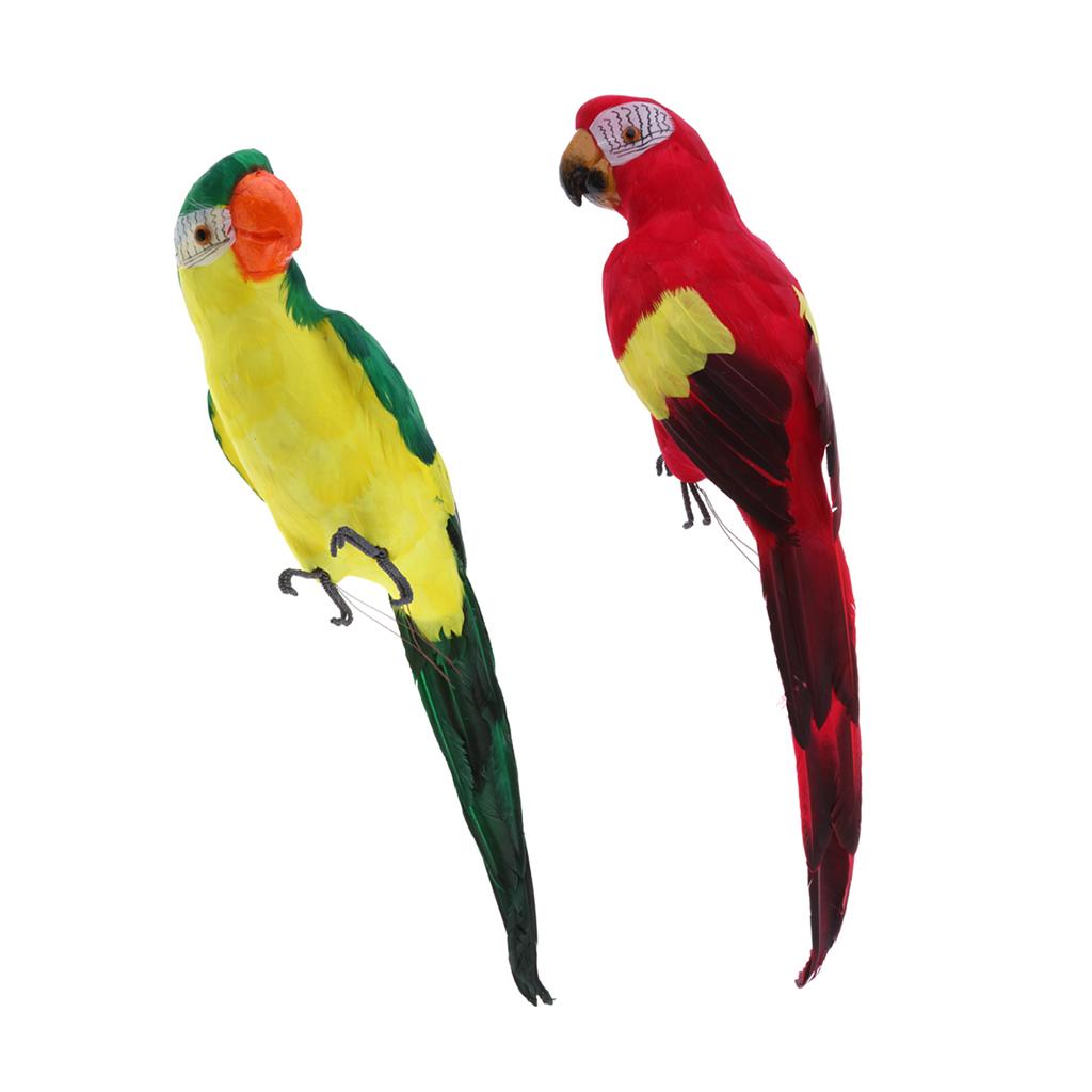 2pcs Realistic Large Artificial Parrot Bird Statue Home Garden Decor Gifts