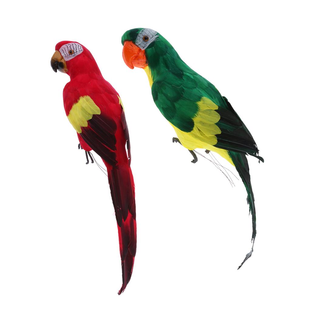 2pcs Realistic Large Artificial Parrot Bird Statue Home Garden Decor Gifts