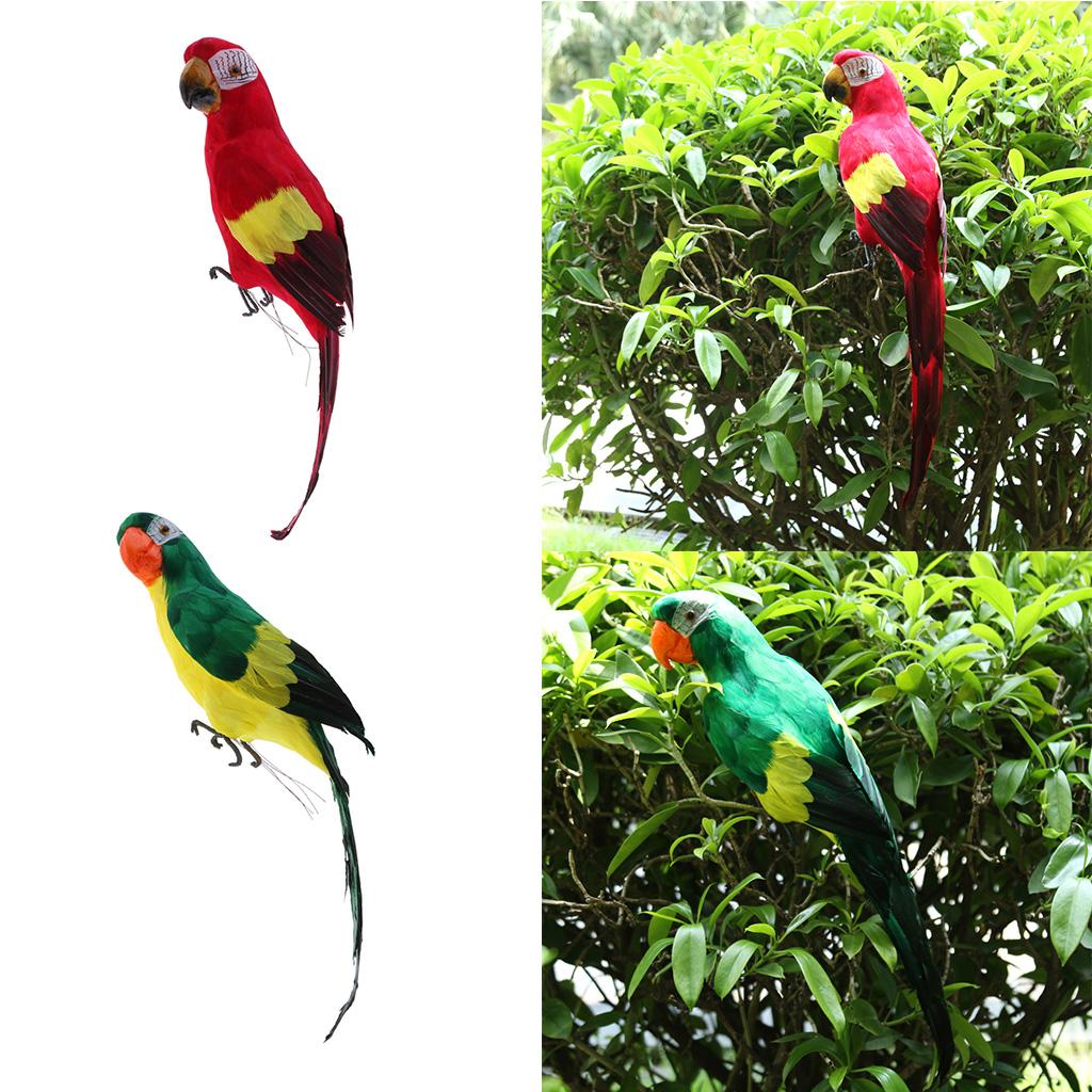 2pcs Realistic Large Artificial Parrot Bird Statue Home Garden Decor Gifts