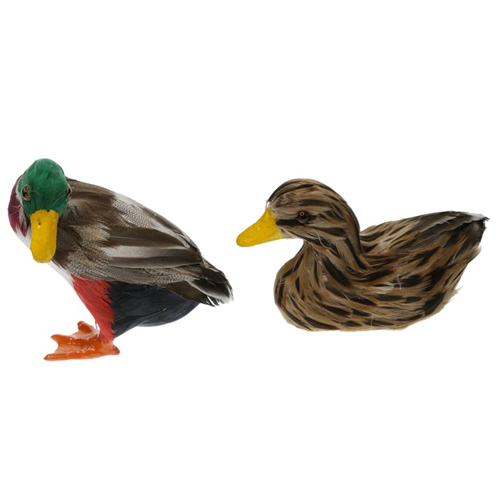 2pcs Plastic Realistic Duck Ornament Garden Sculpture Water Pond Ornament