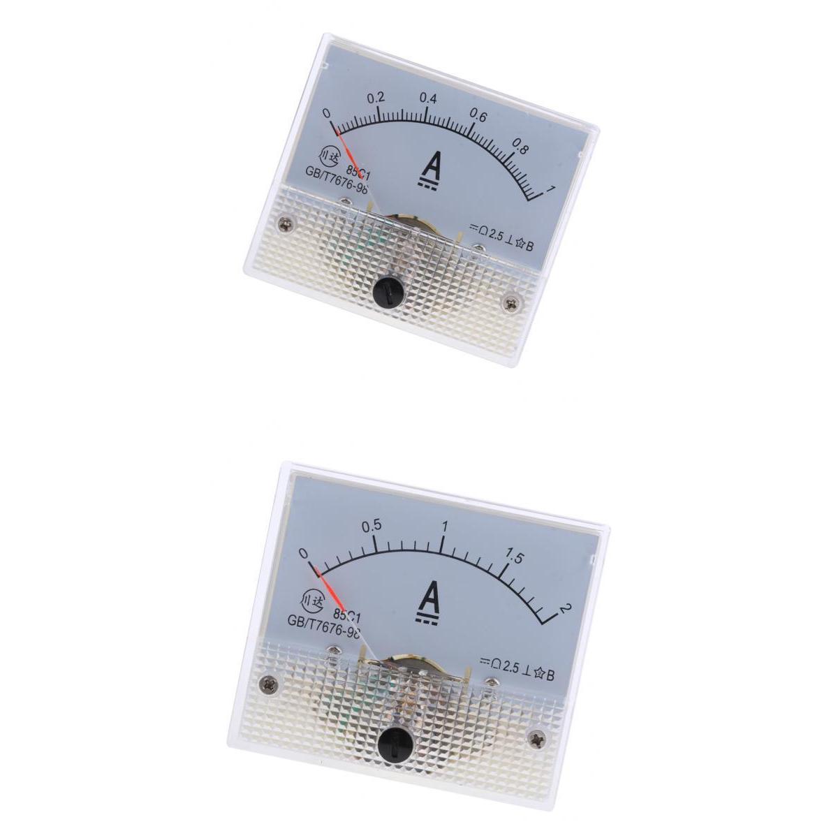 2 x DC Ammeter Analog Panel Meter Pointer Amp Meter Current Gauge 0-1A/0-2A