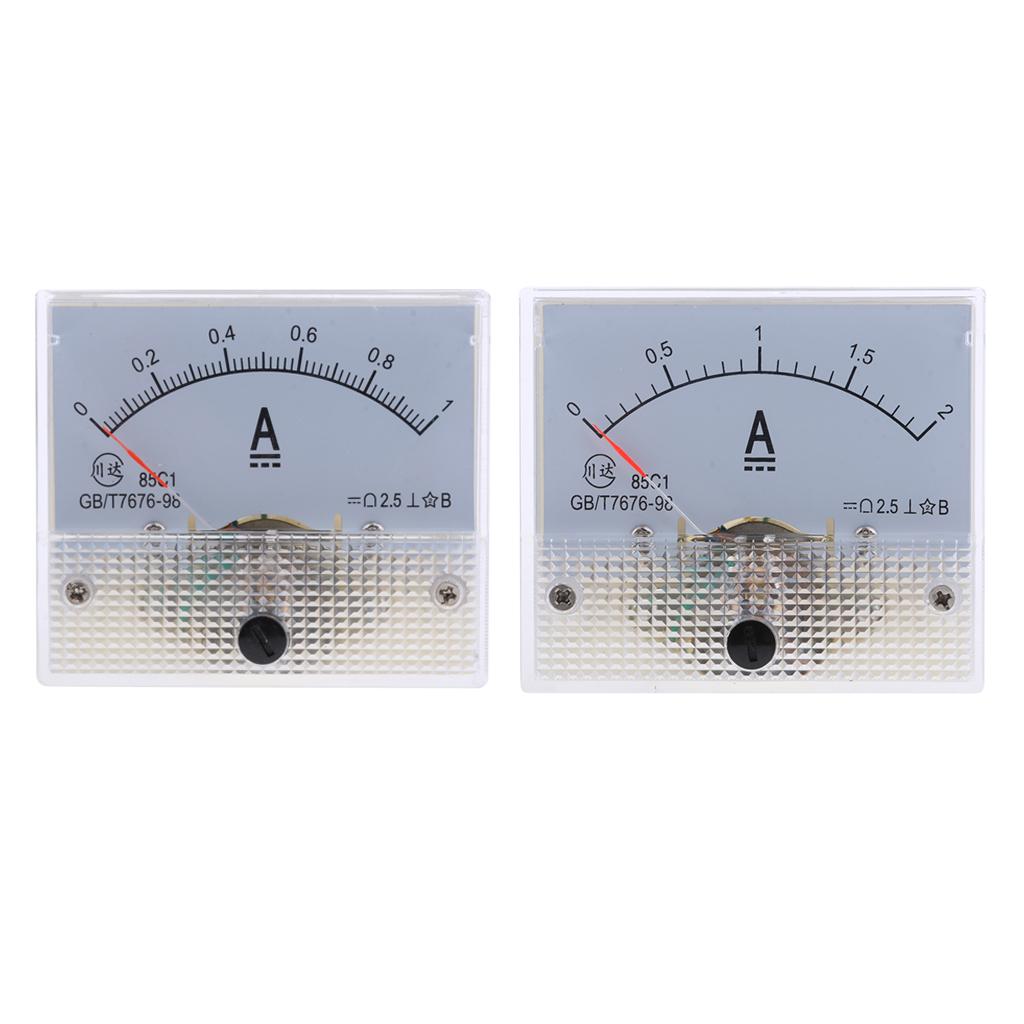 2 x DC Ammeter Analog Panel Meter Pointer Amp Meter Current Gauge 0-1A/0-2A