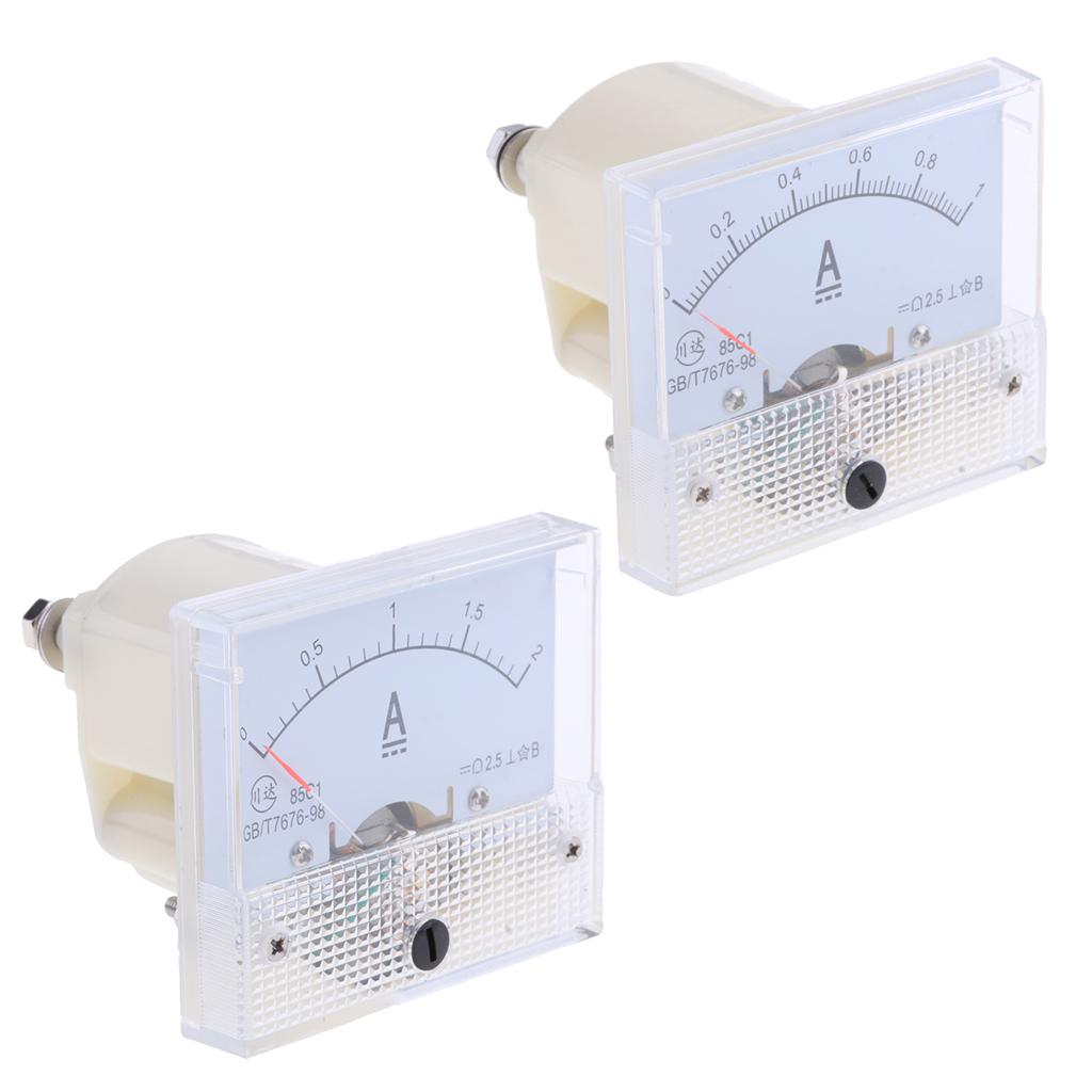 2 x DC Ammeter Analog Panel Meter Pointer Amp Meter Current Gauge 0-1A/0-2A