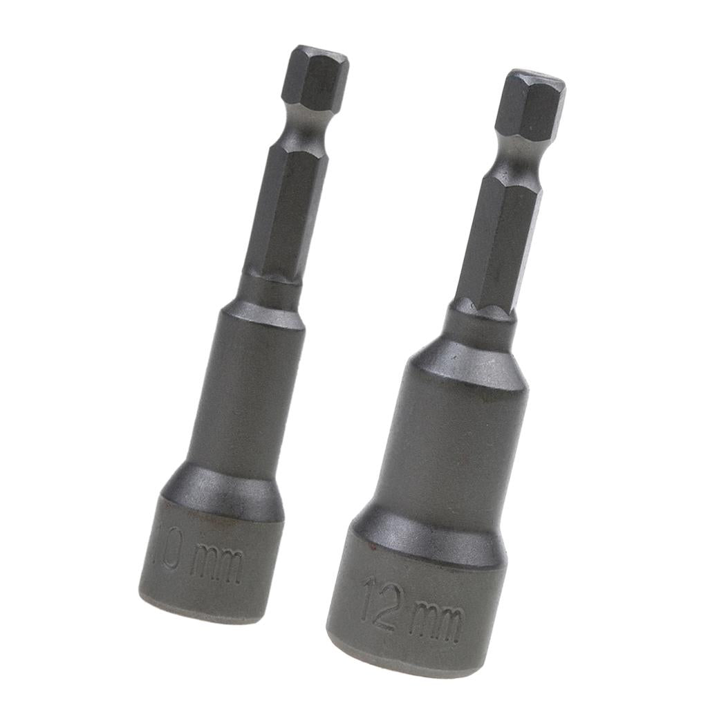 2Pcs Hex Socket Sleeve Nozzles Magnetic Nut Driver Drill Bit Tools 10mm 12mm