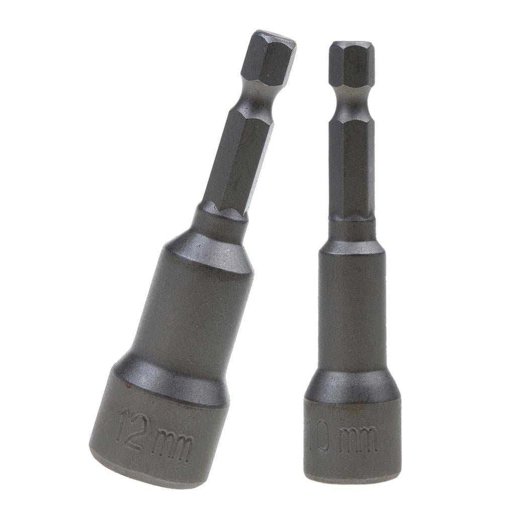 2Pcs Hex Socket Sleeve Nozzles Magnetic Nut Driver Drill Bit Tools 10mm 12mm
