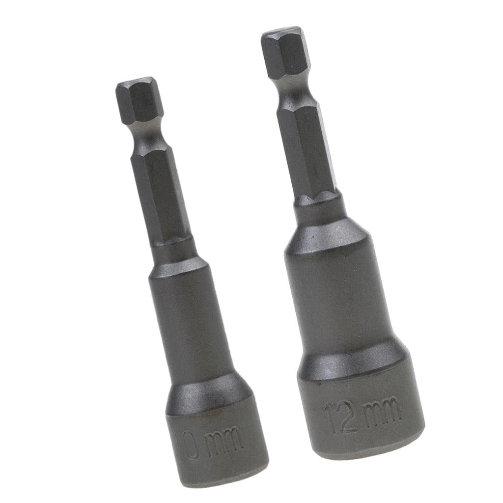 2Pcs Hex Socket Sleeve Nozzles Magnetic Nut Driver Drill Bit Tools 10mm 12mm