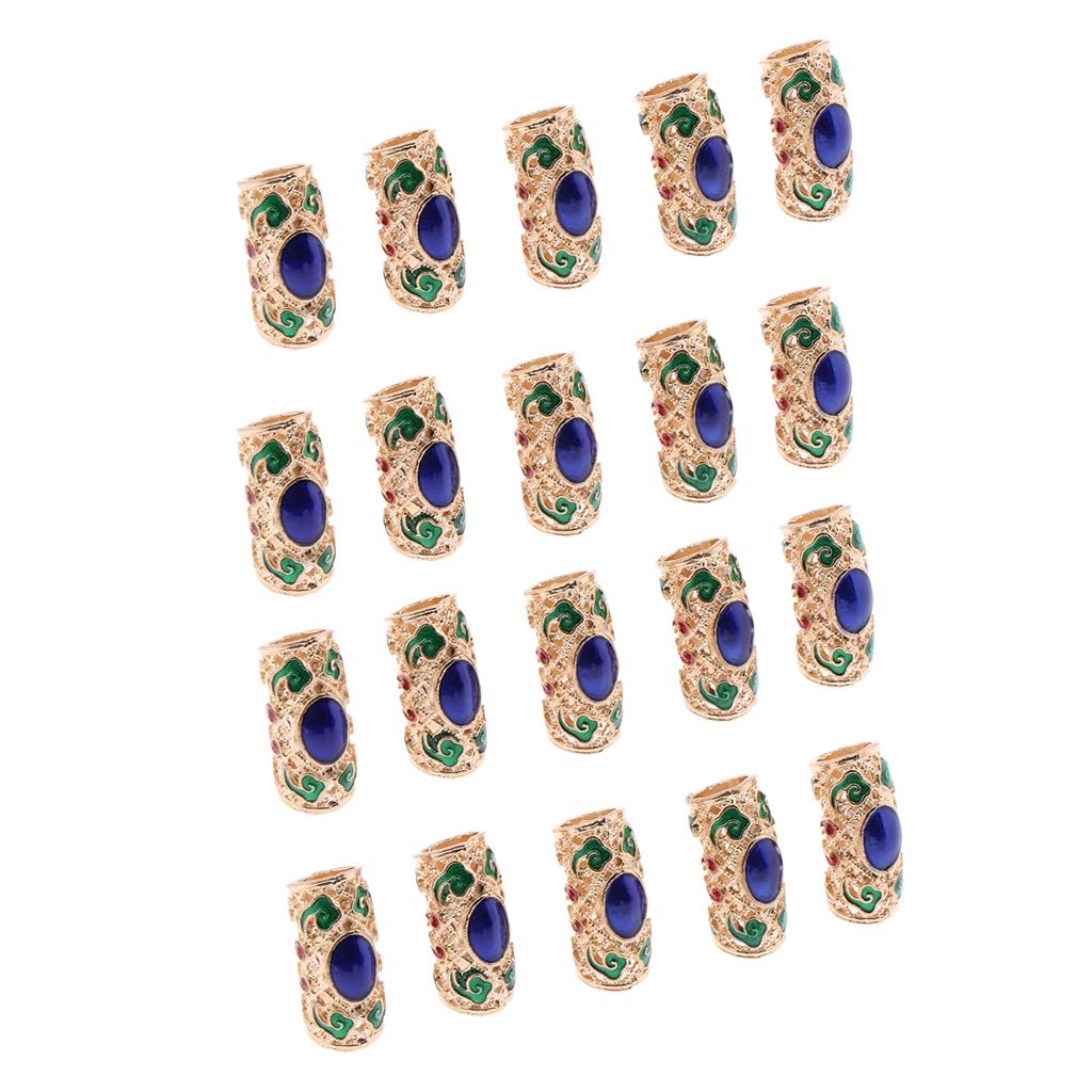 20pcs Dreadlock Hair Beads Hair Braid Pins Rings Cuff Clips Fashion Jewelry