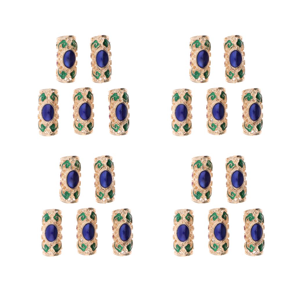 20pcs Dreadlock Hair Beads Hair Braid Pins Rings Cuff Clips Fashion Jewelry