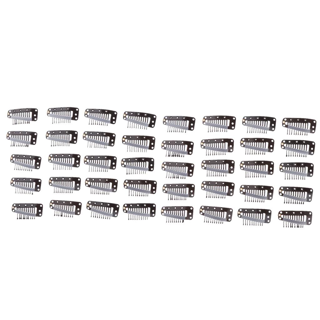 40 Pcs Hair Extension Snap Clips Wig Grips Clip Wigs Accessories Light Brown