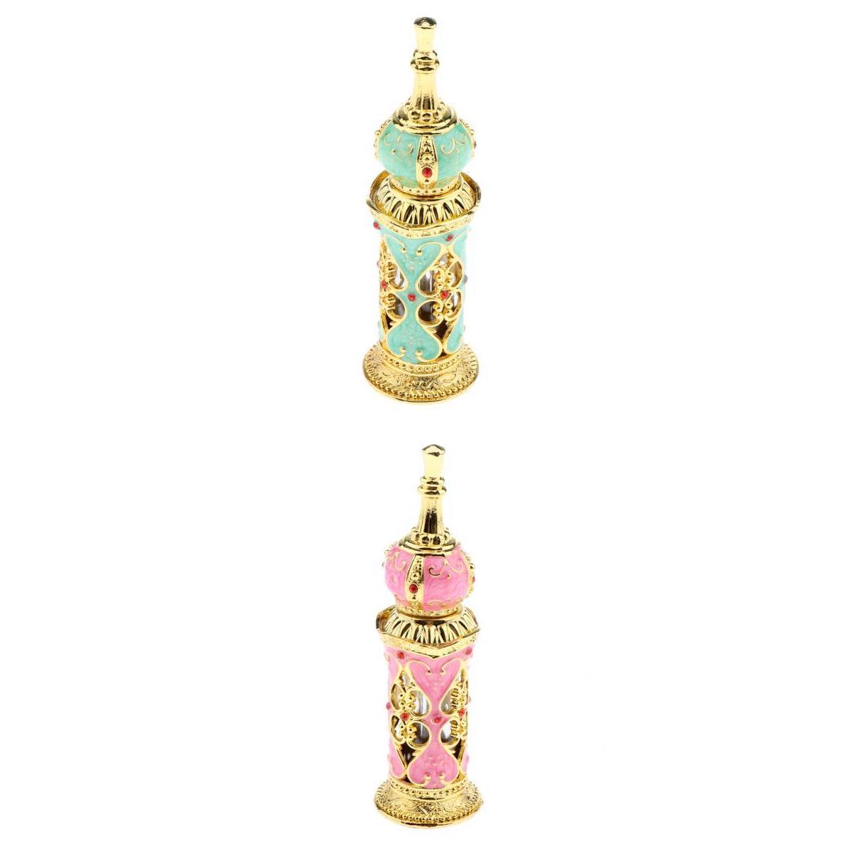 2pcs Vintage Heart Pattern Ancient Antique Empty Refillable Perfume Bottle