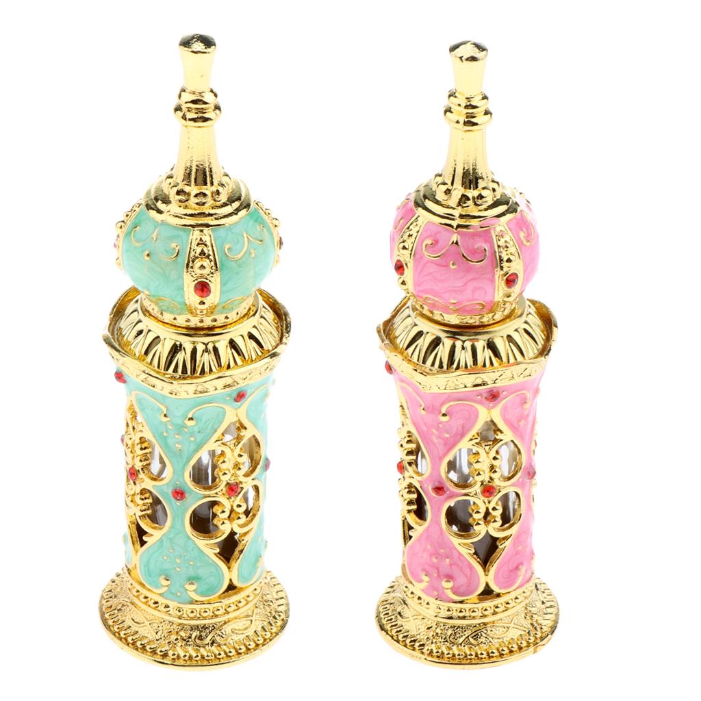 2pcs Vintage Heart Pattern Ancient Antique Empty Refillable Perfume Bottle