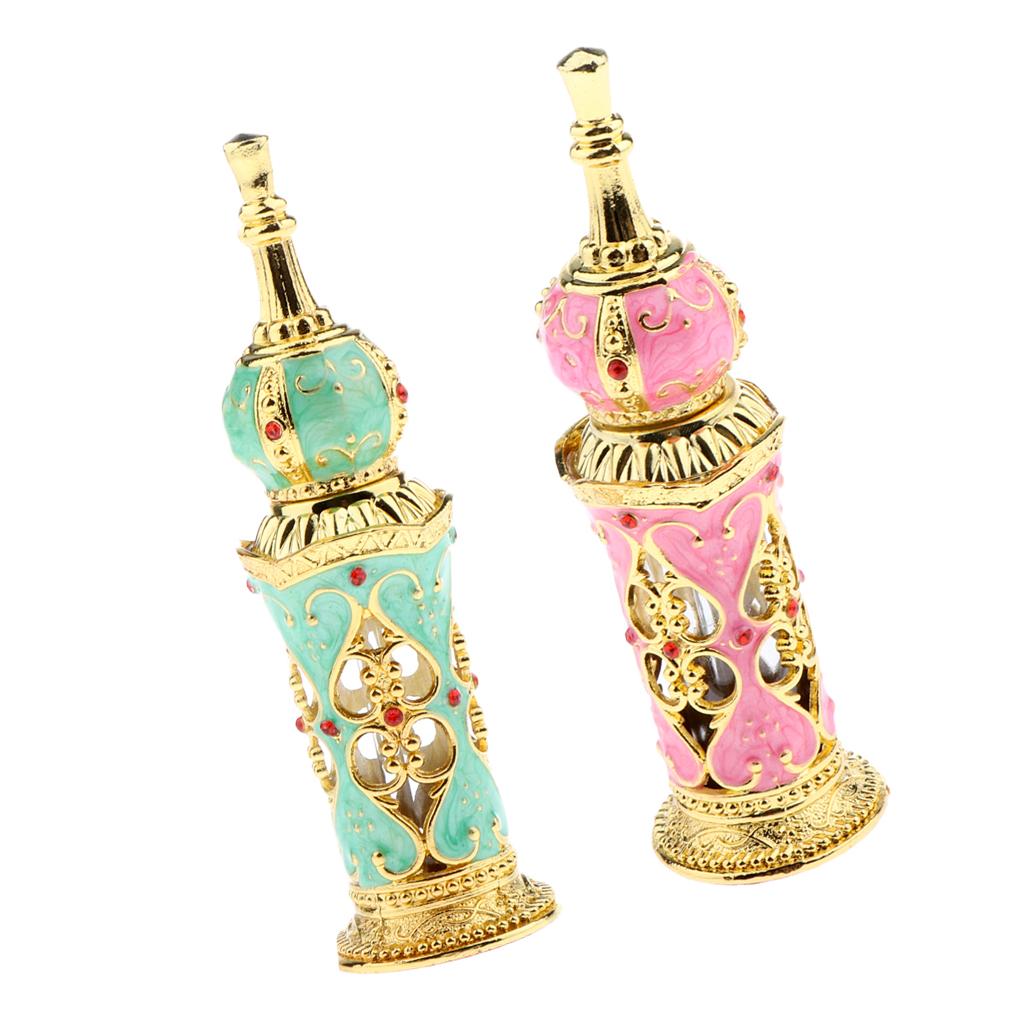2pcs Vintage Heart Pattern Ancient Antique Empty Refillable Perfume Bottle