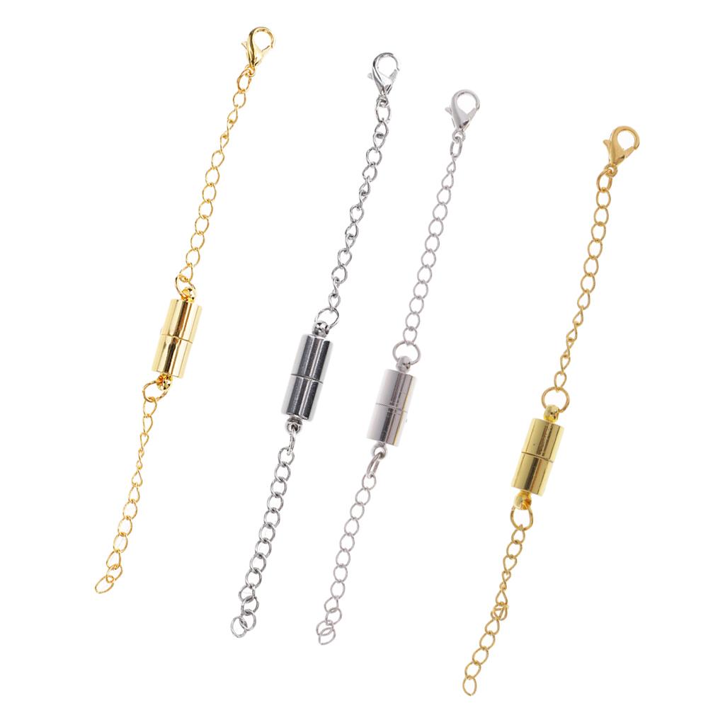 4 Sets Jewelry Making Magnetic Hooks Lobster Clasp Necklace Extenders Chains