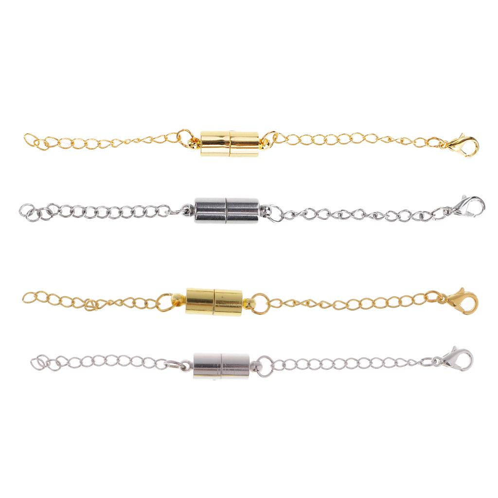 4 Sets Jewelry Making Magnetic Hooks Lobster Clasp Necklace Extenders Chains