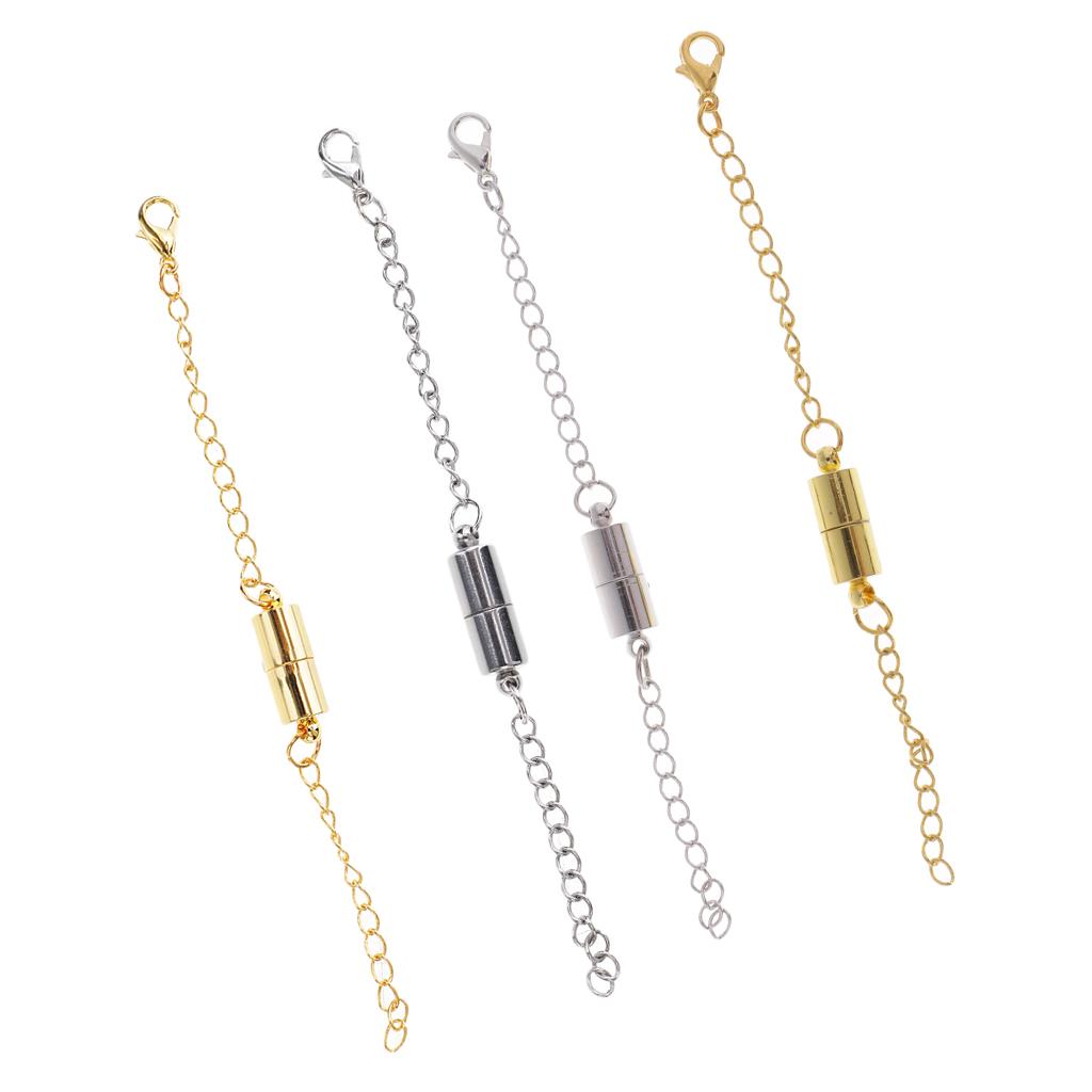 4 Sets Jewelry Making Magnetic Hooks Lobster Clasp Necklace Extenders Chains