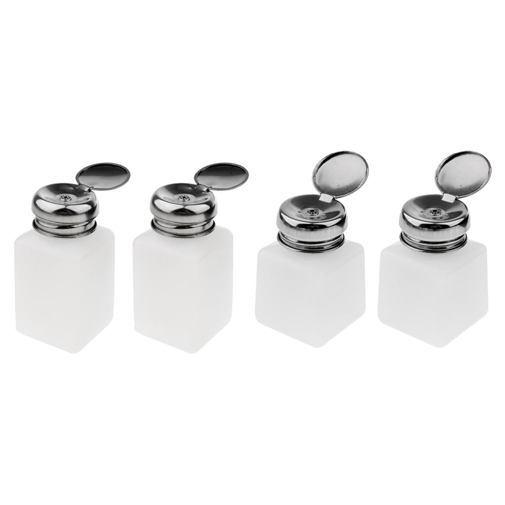 4 Pcs Nail Polish Remover Pump Dispenser Press Bottle Empty Container
