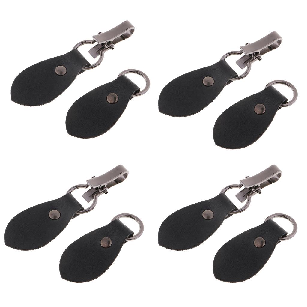 4 Sets Black Leather Toggle Buttons Silver Metal Hook Duffle Coat Fastener