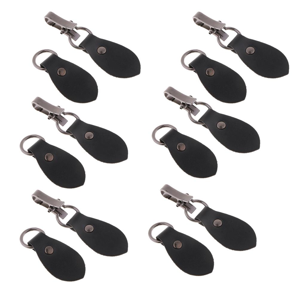 6 Sets Black Leather Toggle Buttons Silver Metal Hook Duffle Coat Fastener
