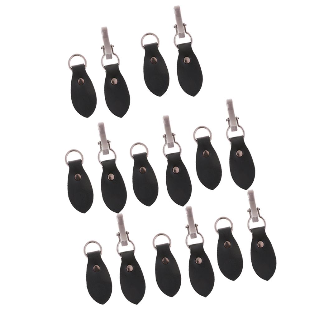 8 Sets Black Leather Toggle Buttons Silver Metal Hook Duffle Coat Fastener