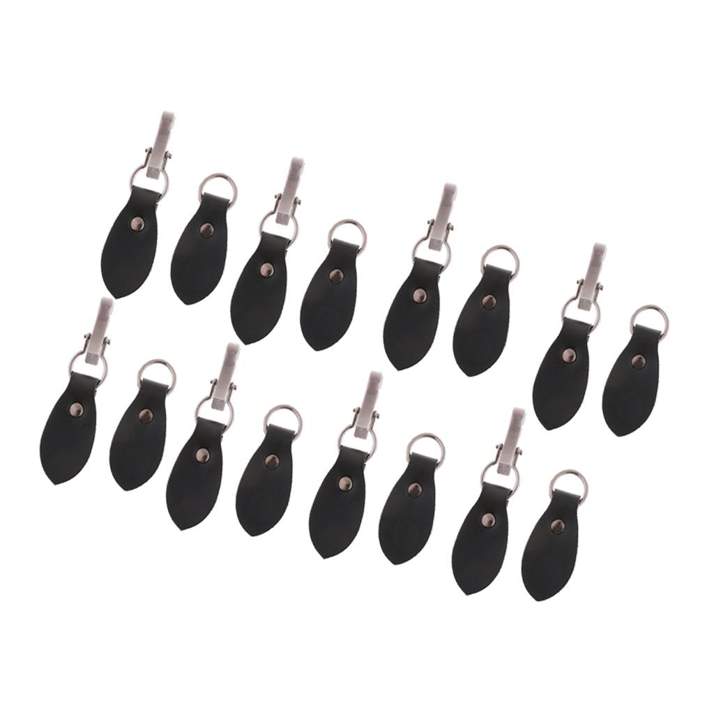 8 Sets Black Leather Toggle Buttons Silver Metal Hook Duffle Coat Fastener