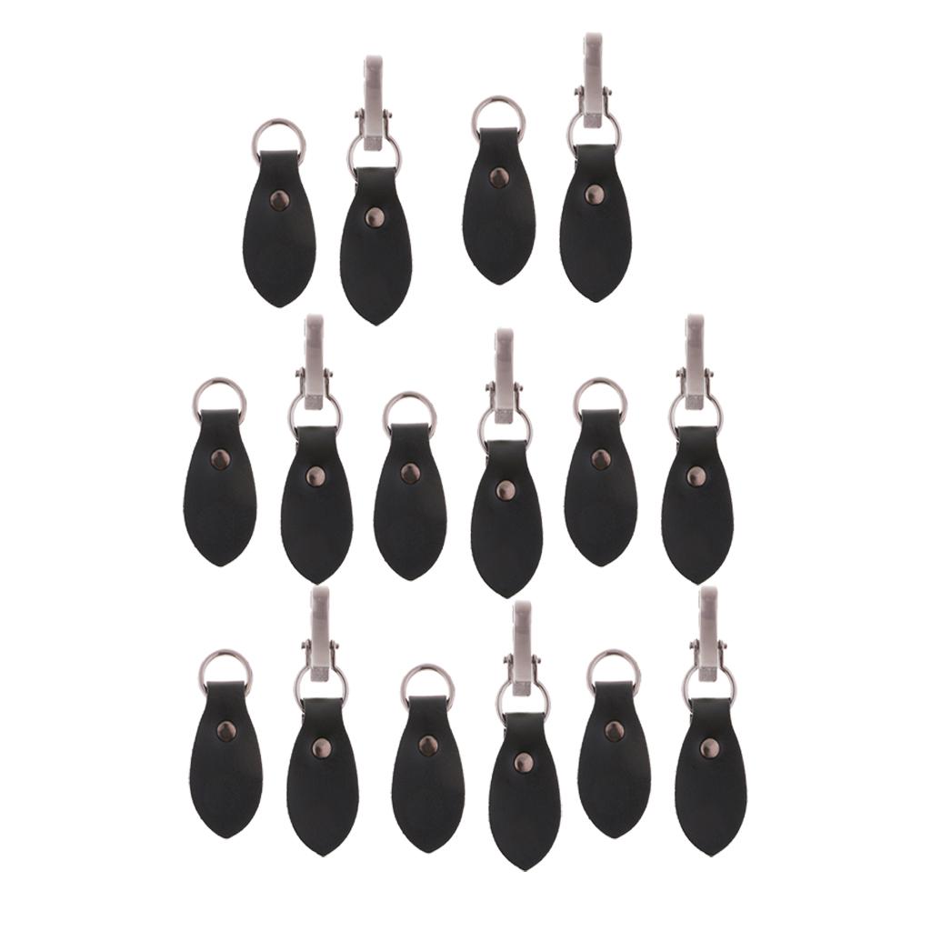 8 Sets Black Leather Toggle Buttons Silver Metal Hook Duffle Coat Fastener