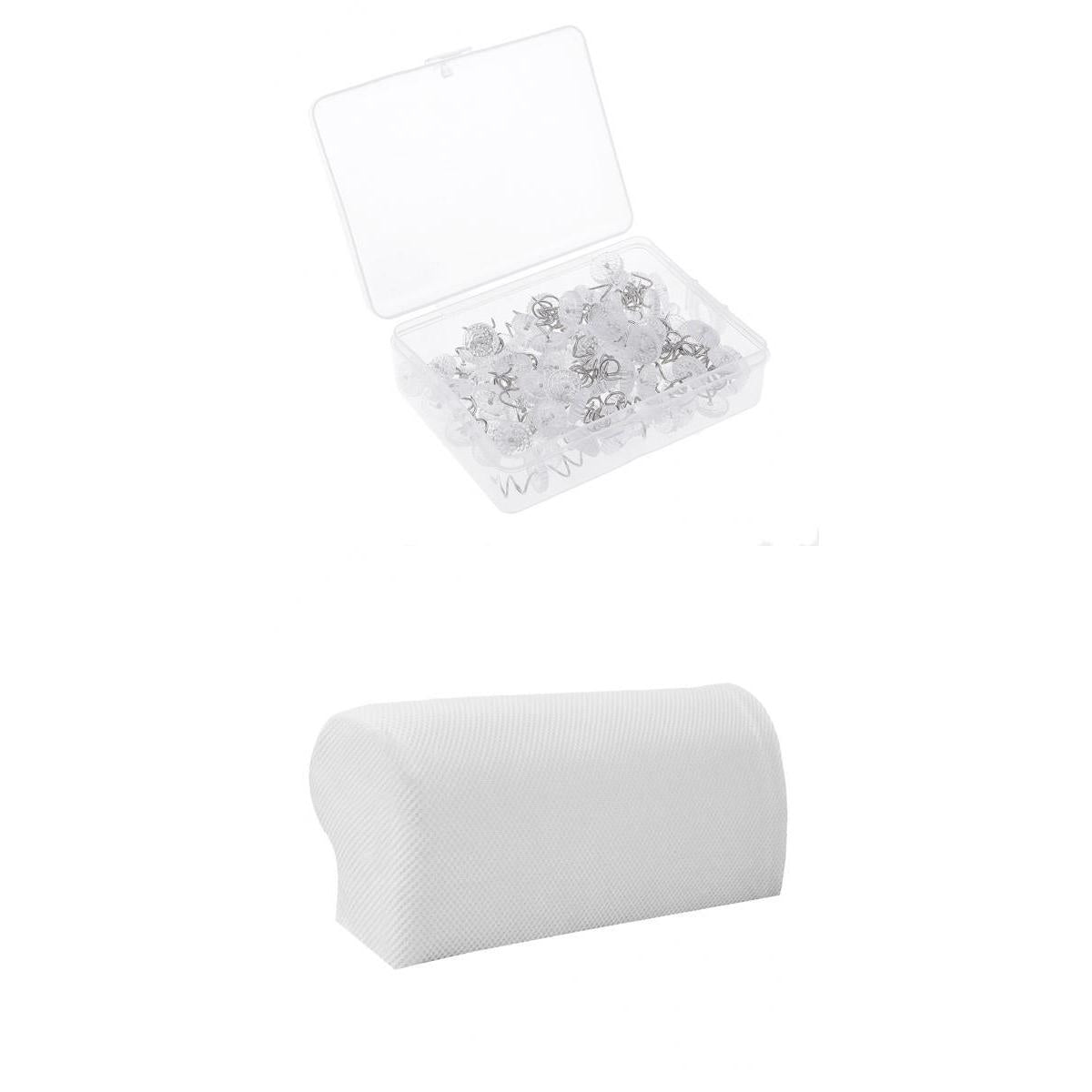 1 Pair Spandex Sofa Armrest Covers with 100 Pieces Bed Skirt Pins White