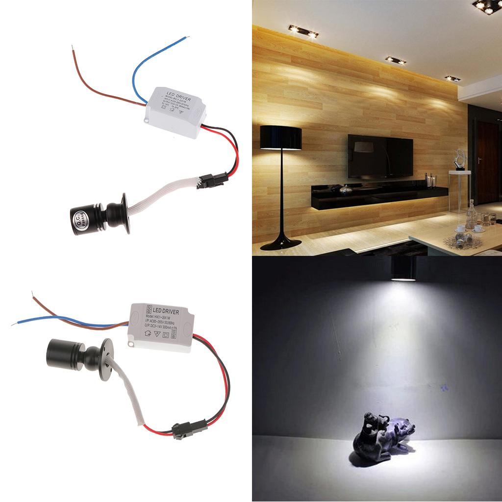 2Pcs 1W Wine Cabinet Mini Night Light LED Black Lamp Spotlight