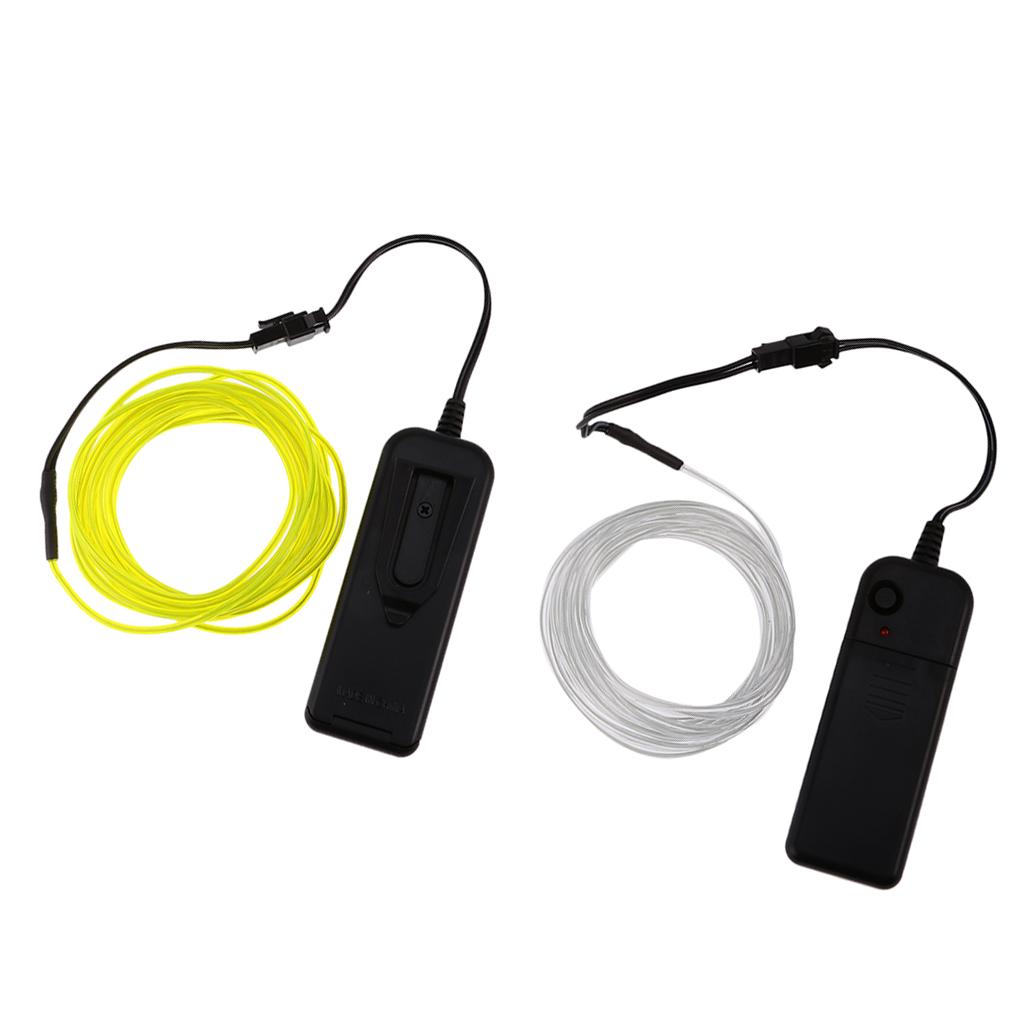 2x Luminescent Neon LED Lights Glow EL Wire String 5 Meters