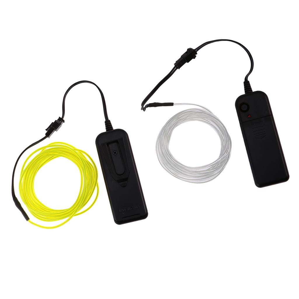 2x Luminescent Neon LED Lights Glow EL Wire String 5 Meters